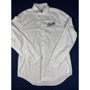 Pepsi Cola Script Calvin Klein Men's Slim Fit Stretch White Dress Shirt 16 34/35